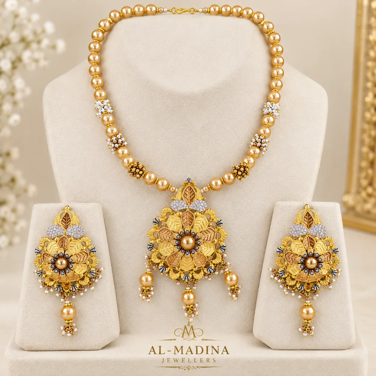 Royal Pearl Blossom Gold Set