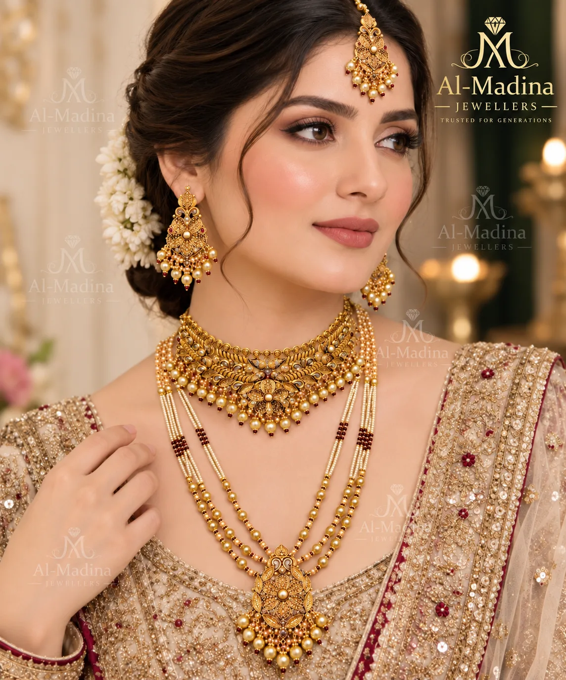 Royal Heritage Pearl Bridal Gold Set view 2