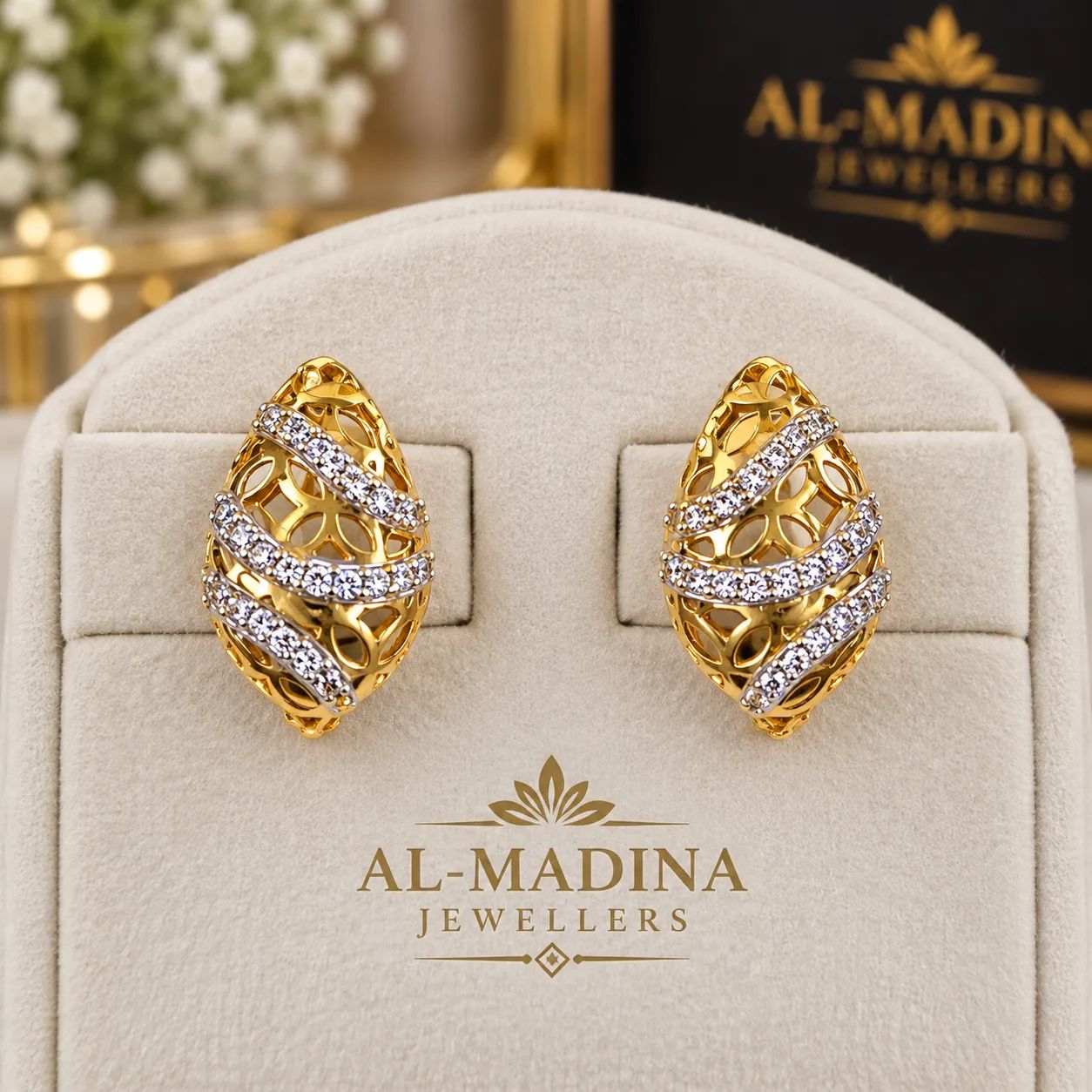 Zarqash Gold Diamond Style Earrings