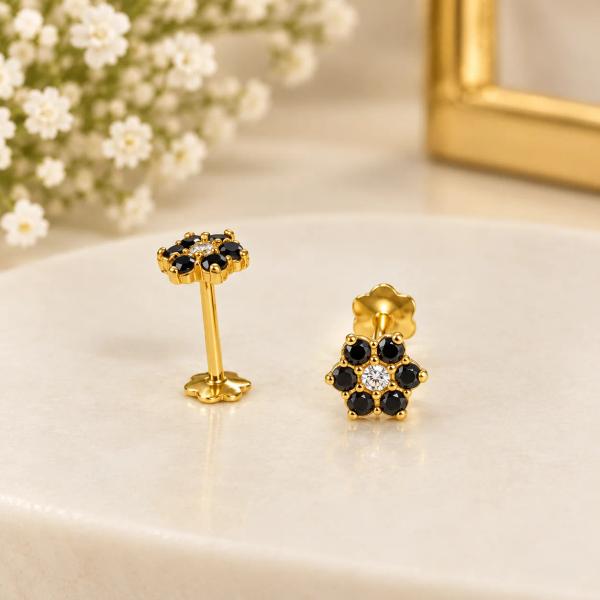 Midnight Bloom Gold Ear Tops alternate view