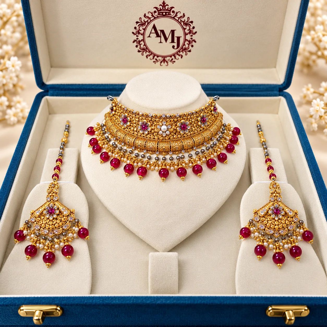 Mehr-e-Gul Ruby Ghani Gold Set